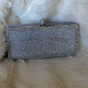 Silver Rhinestone Evening Clutch Wedding Prom Ball